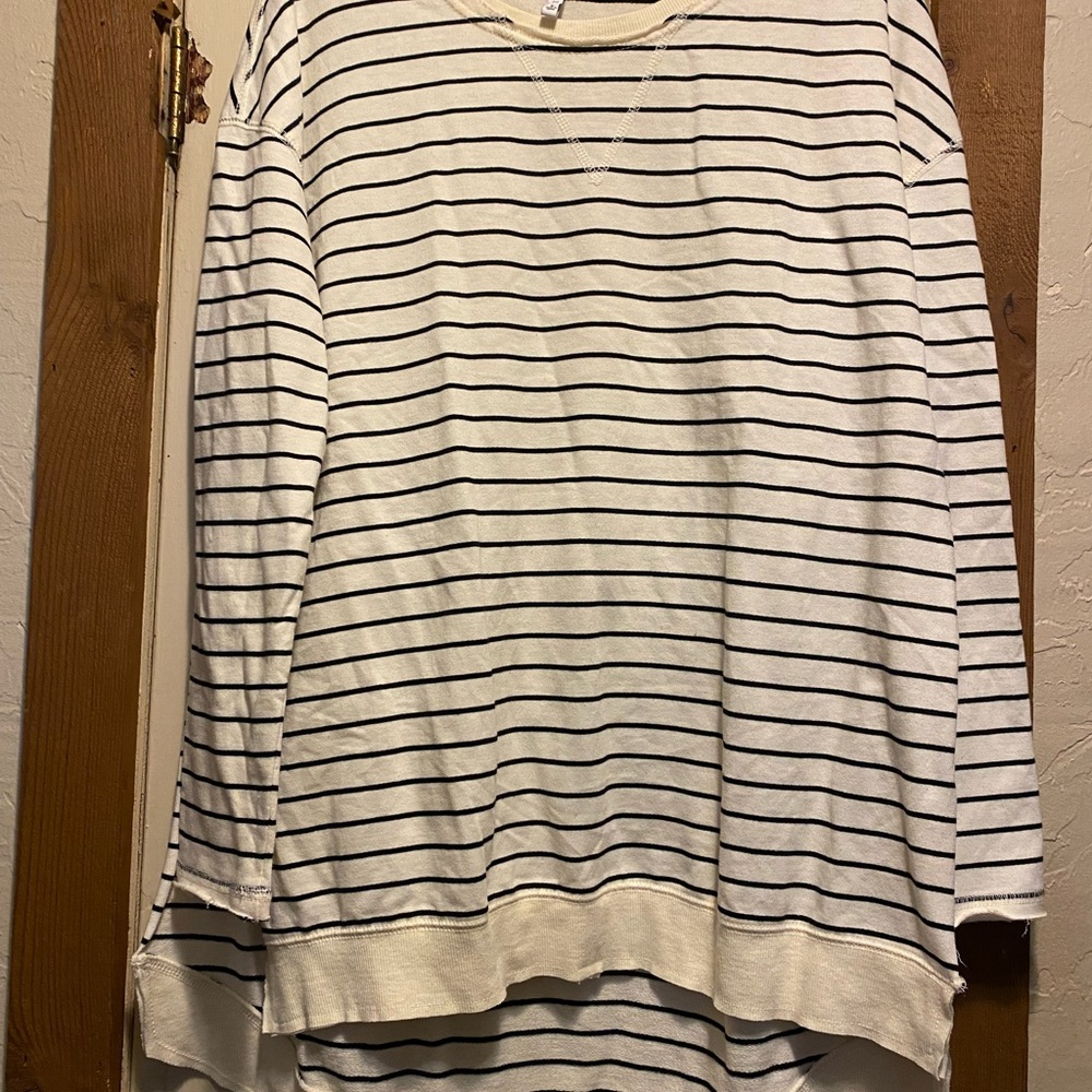 Z Supply Cream and Black Striped Top. Oversized